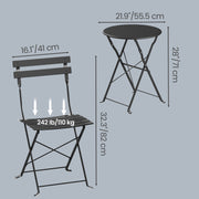 Folding Bistro Set 3-Piece Steel Black For Patio or Balcony by SONGMICS Songmics