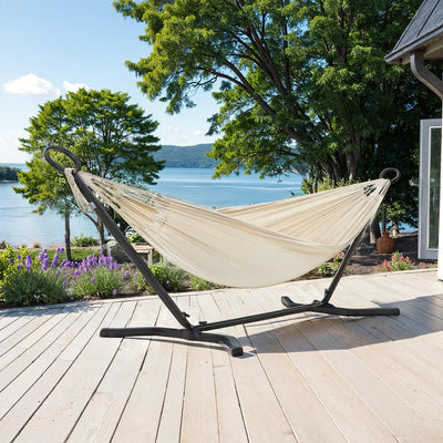 Double Hammock with Stand, 529 lb Load Capacity, for Patio Garden Garden SONGMICS
