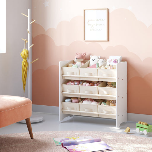 Kids Toy Organiser Shelf with 9 Fabric Storage Boxes for Playroom or Bedroom by Songmics