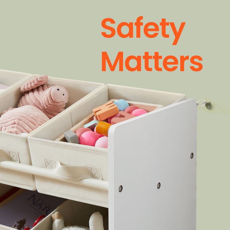 Kids Toy Organiser Shelf with 9 Fabric Storage Boxes for Playroom or Bedroom by Songmics