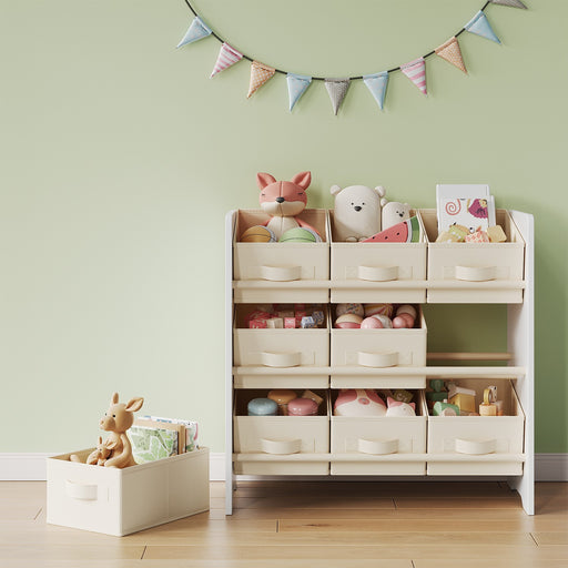 Kids Toy Organiser Shelf with 9 Fabric Storage Boxes for Playroom or Bedroom by Songmics