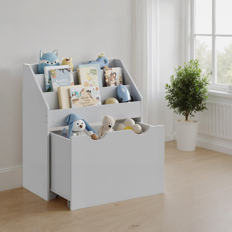 Kids Toy Storage Rack with 3 Shelves and Bookshelf for Playroom and Bedroom by Songmics