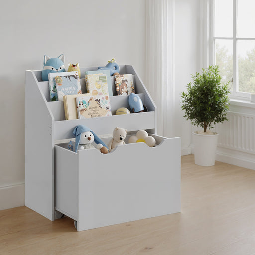 Kids Toy Storage Rack with 3 Shelves and Bookshelf for Playroom and Bedroom by Songmics