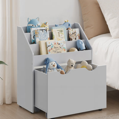 Kids Toy Storage Rack with 3 Shelves and Bookshelf for Playroom and Bedroom by Songmics