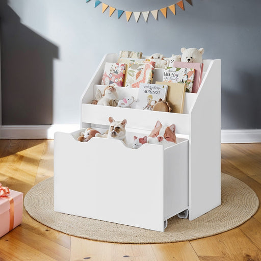 Kids Toy Storage Rack and Bookshelf with 3 Shelves for Playroom or Bedroom by Songmics