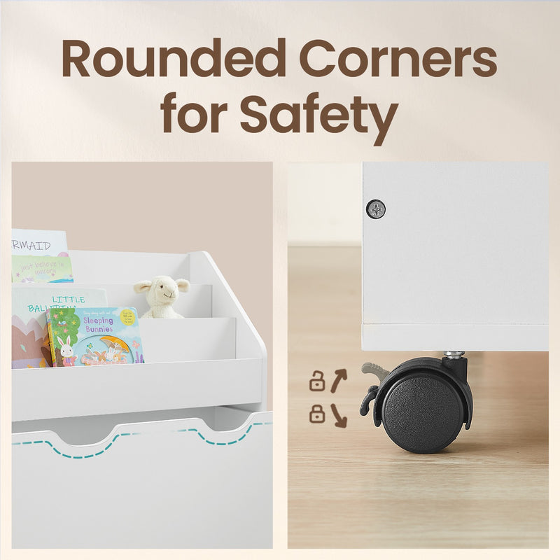 Kids Toy Storage Rack and Bookshelf with 3 Shelves for Playroom or Bedroom by Songmics