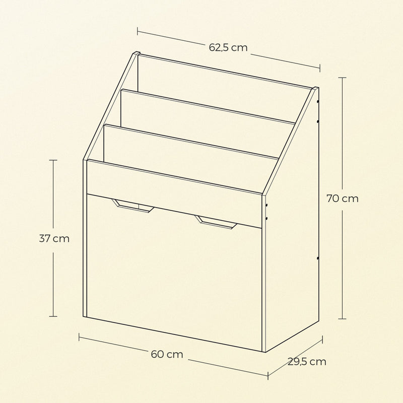 Kids Toy Storage Rack and Bookshelf with 3 Shelves for Playroom Organisation by Songmics