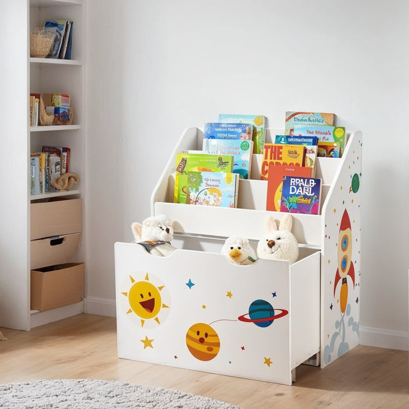 Kids Toy Storage Rack and Bookshelf with 3 Shelves for Playroom Organisation by Songmics