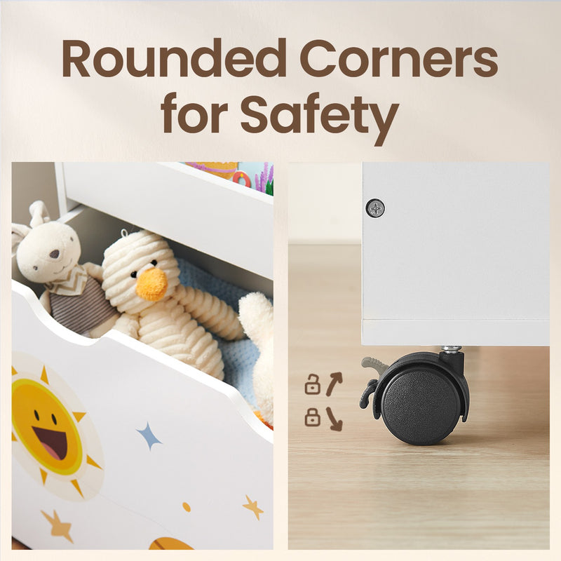 Kids Toy Storage Rack and Bookshelf with 3 Shelves for Playroom Organisation by Songmics