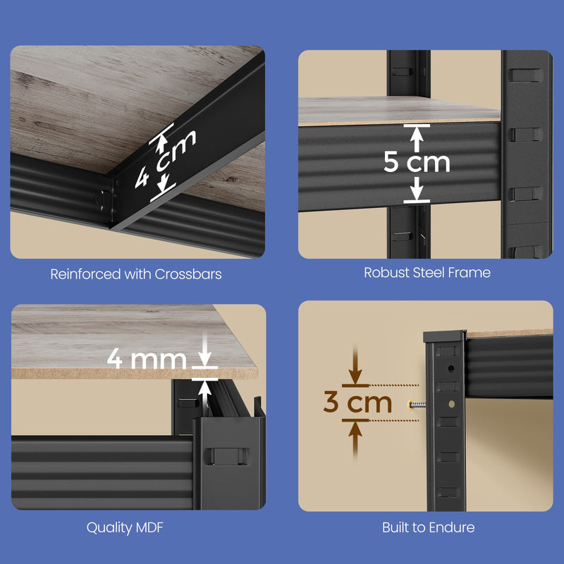 75x30x150cm 5 Tier Metal Storage Shelving Unit for Garage Shed or Kitchen 75cm Wide by Songmics