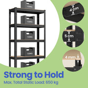 5 Tier Steel Shelving Unit for Garage or Shed Heavy Duty Storage Holds 650 kg by Songmics