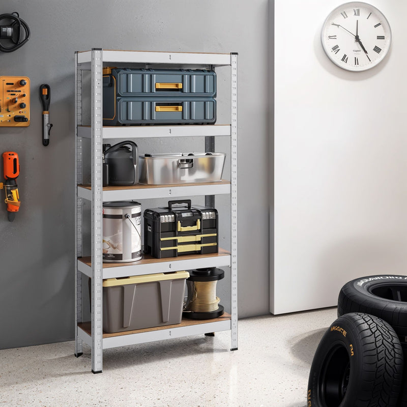 5 Tier Metal Storage Shelving Unit for Garage or Kitchen 30 x 75 x 150 cm by Songmics