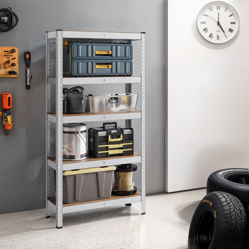 5 Tier Metal Storage Shelving Unit for Garage or Kitchen 30 x 75 x 150 cm by Songmics