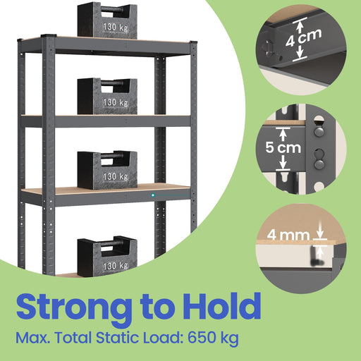 75x30x150cm 5 Tier Steel Racking Shelving Unit for Garage or Workshop Heavy Duty Storage 650kg by Songmics