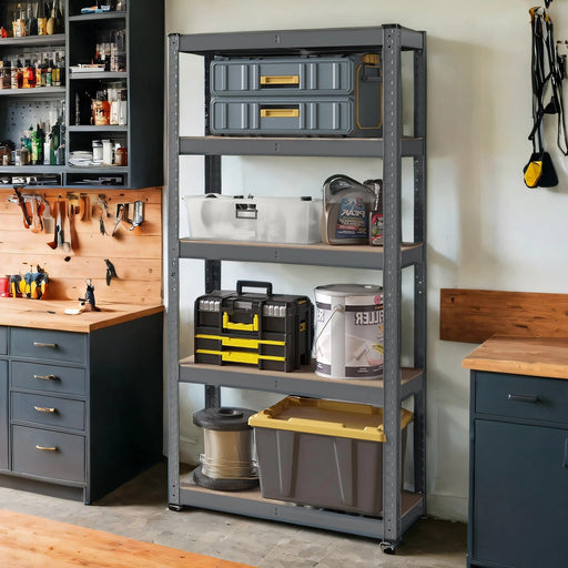 75x30x150cm 5 Tier Steel Racking Shelving Unit for Garage or Workshop Heavy Duty Storage 650kg by Songmics