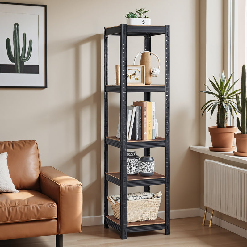 Narrow 5 Tier Metal Storage Shelving Unit Freestanding Adjustable Garage Racks 37 x 37 x 150 cm by Songmics