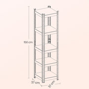 Narrow 5 Tier Metal Storage Shelving Unit Freestanding Adjustable Garage Racks 37 x 37 x 150 cm by Songmics