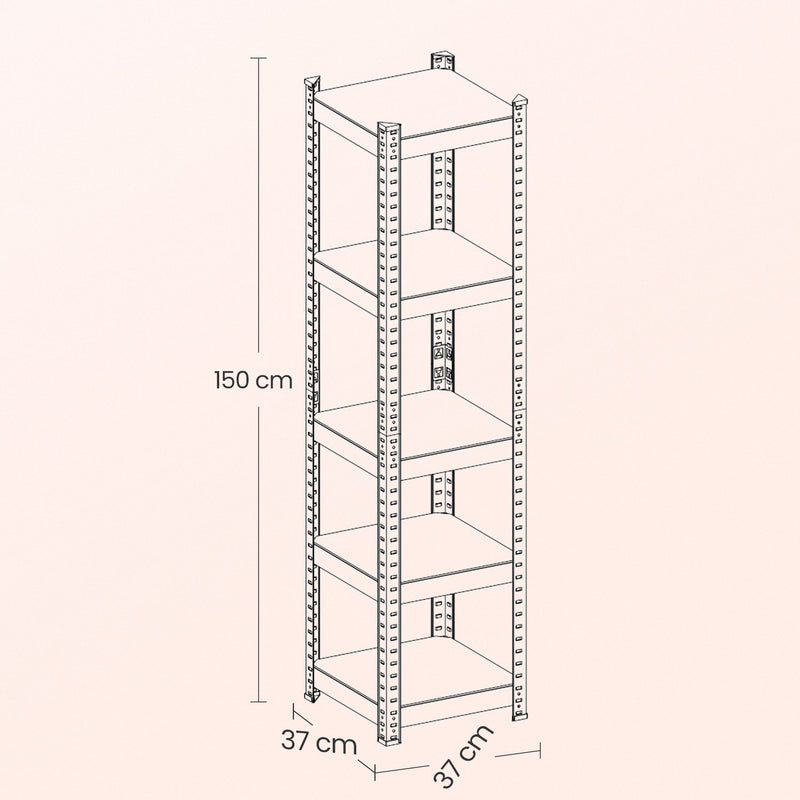Narrow 5 Tier Metal Storage Shelving Unit Freestanding Adjustable Garage Racks 37 x 37 x 150 cm by Songmics