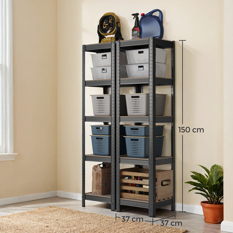 Narrow 5 Tier Metal Storage Shelving Unit Free Standing Organiser 37 x 37 x 150 cm by Songmics