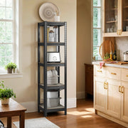 Narrow 5 Tier Metal Storage Shelving Unit Free Standing Organiser 37 x 37 x 150 cm by Songmics