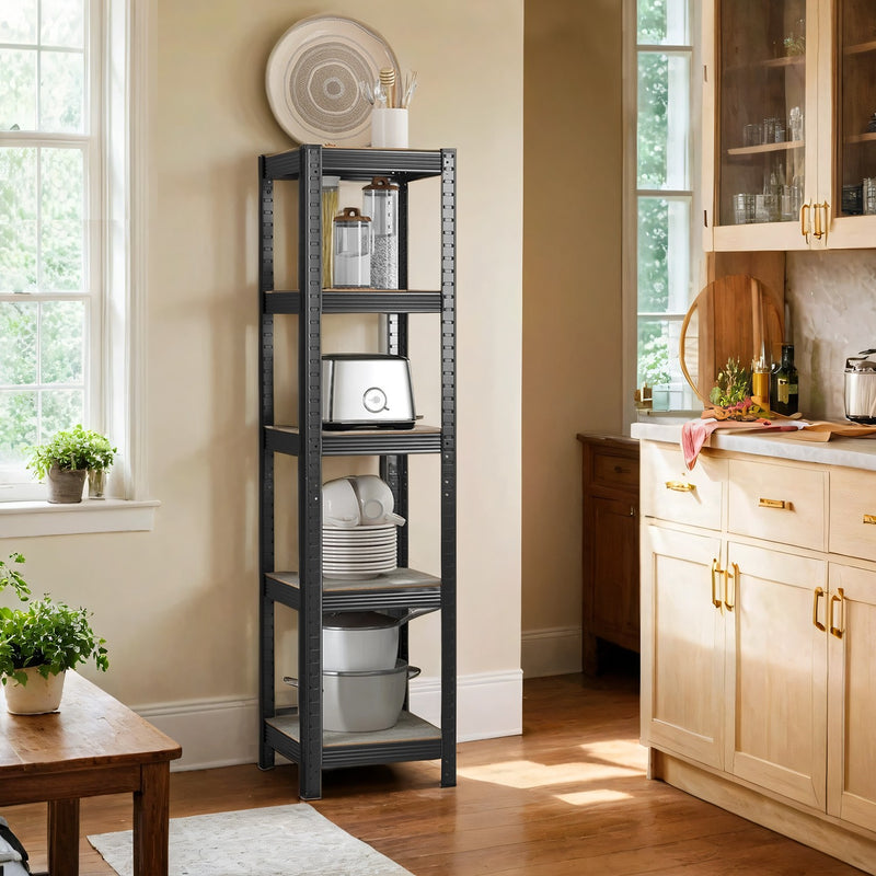 Narrow 5 Tier Metal Storage Shelving Unit Free Standing Organiser 37 x 37 x 150 cm by Songmics