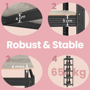 Narrow 5 Tier Metal Storage Shelving Unit Free Standing Organiser 37 x 37 x 150 cm by Songmics