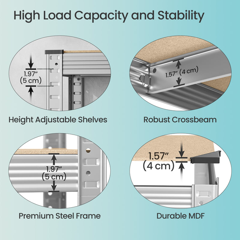 5 Tier Metal Storage Shelves Set of 2 with Boltless Assembly Heavy Duty by Songmics