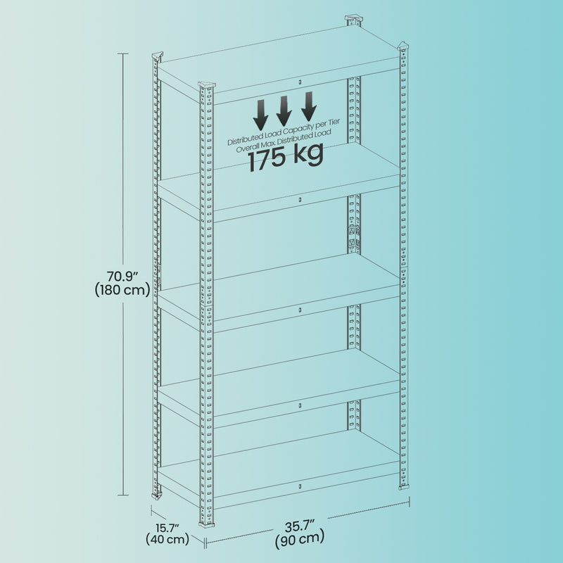 5 Tier Metal Storage Shelves Set of 2 with Boltless Assembly Heavy Duty by Songmics