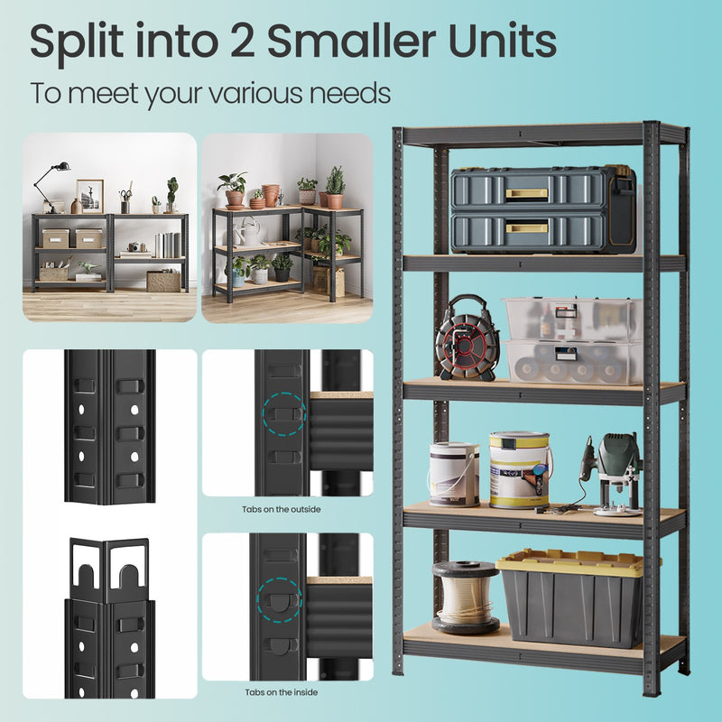 5 Tier Metal Storage Shelving Unit with Boltless Assembly for Garage or Kitchen by Songmics