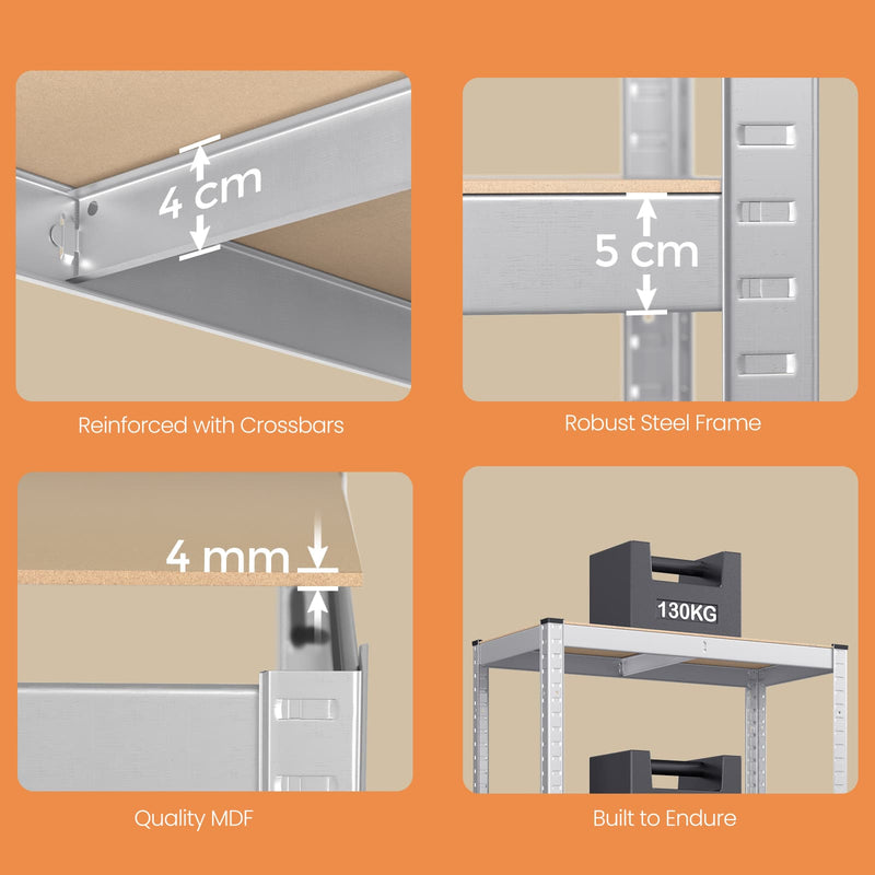 4 Tier Steel Shelving Units Set of 2 for Garage or Shed Heavy Duty Storage by Songmics