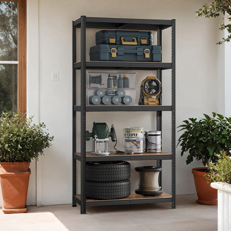 120x60x200cm 5 Tier Steel Shelving Unit for Garage Shed and Utility Storage Heavy Duty Design by Songmics