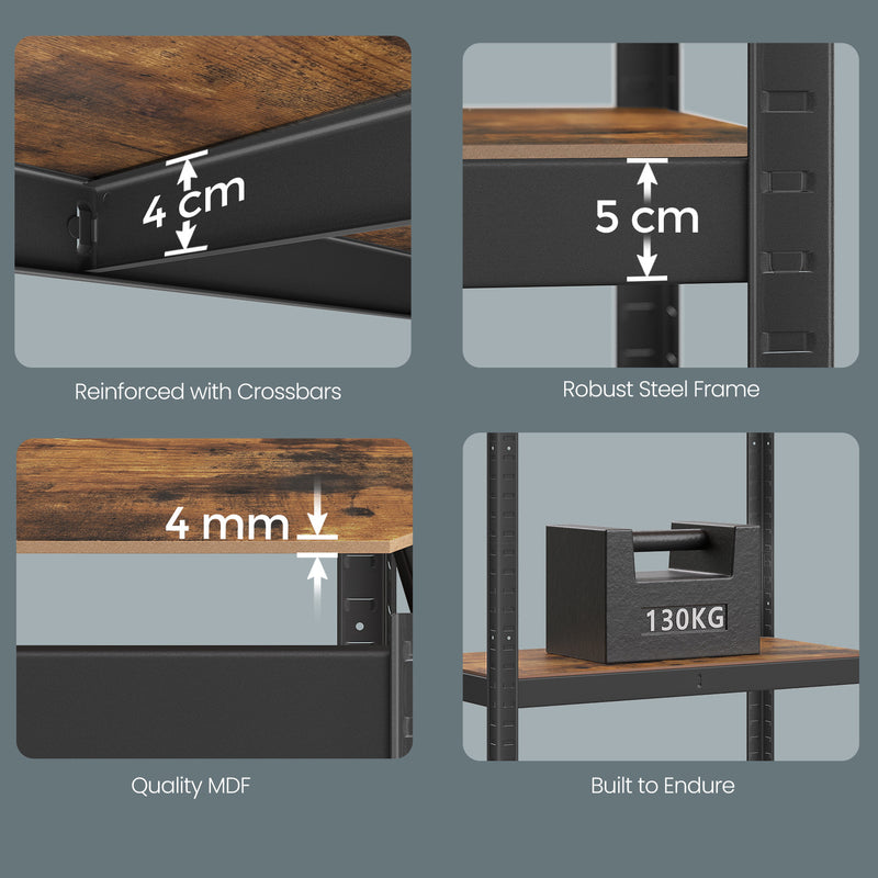 120x60x200cm 5 Tier Steel Shelving Unit for Garage Shed and Utility Storage Heavy Duty Design by Songmics