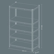 120x60x200cm 5 Tier Steel Shelving Unit for Garage Shed and Utility Storage Heavy Duty Design by Songmics