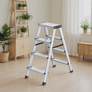 4 Step Aluminium Ladder with Non Slip Treads and 150 kg Capacity for Home Use by Songmics