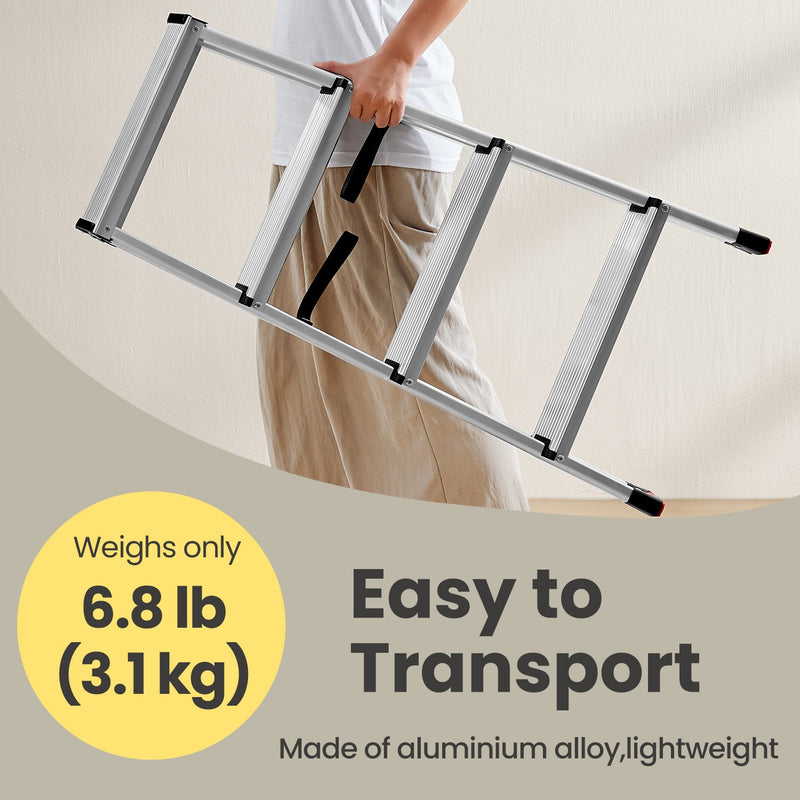 4 Step Aluminium Ladder with Non Slip Treads and 150 kg Capacity for Home Use by Songmics