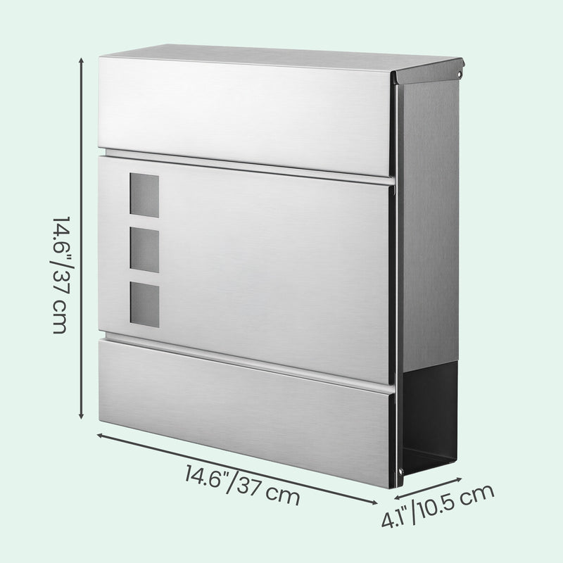 Mailbox with Secure Lock Stainless Steel 37x37cm by SONGMICS