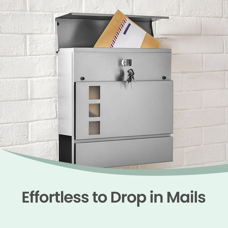 Mailbox with Secure Lock Stainless Steel 37x37cm by SONGMICS