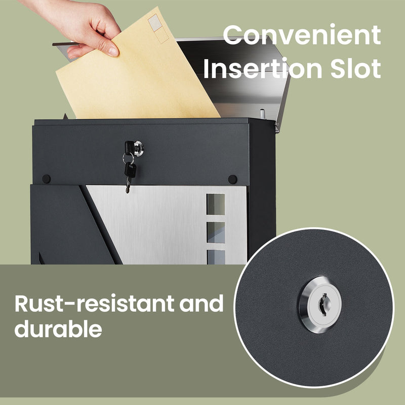 Wall Mounted Letterbox with Viewing Windows for Porch or Front Door by Songmics