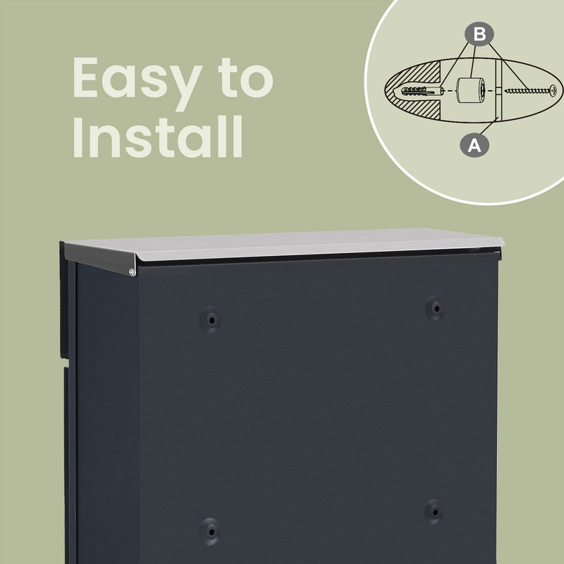 Wall Mounted Letterbox with Viewing Windows for Porch or Front Door by Songmics