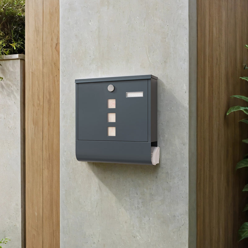 Wall Mounted Mailbox with Copper Lock Cylinder Weatherproof Steel Design by Songmics