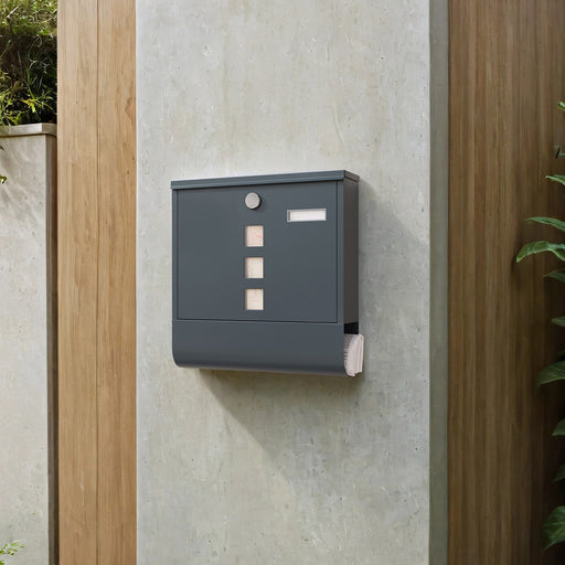 Wall Mounted Mailbox with Copper Lock Cylinder Weatherproof Steel Design by Songmics