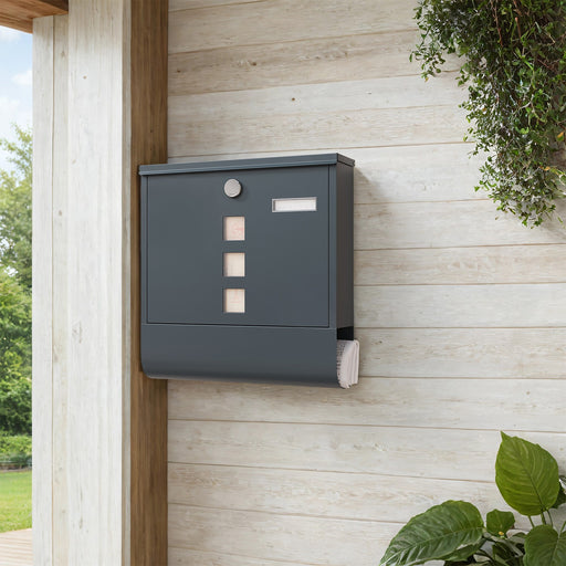 Wall Mounted Mailbox with Copper Lock Cylinder Weatherproof Steel Design by Songmics