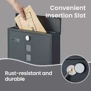 Wall Mounted Mailbox with Copper Lock Cylinder Weatherproof Steel Design by Songmics