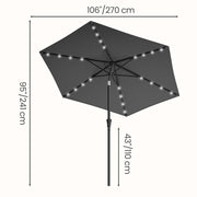 Outdoor Patio Umbrella, Solar Powered 32 LED Parasol with Dual 30° Tilt SONGMICS
