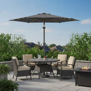 Outdoor Patio Umbrella, Solar Powered 32 LED Parasol with Dual 30° Tilt SONGMICS
