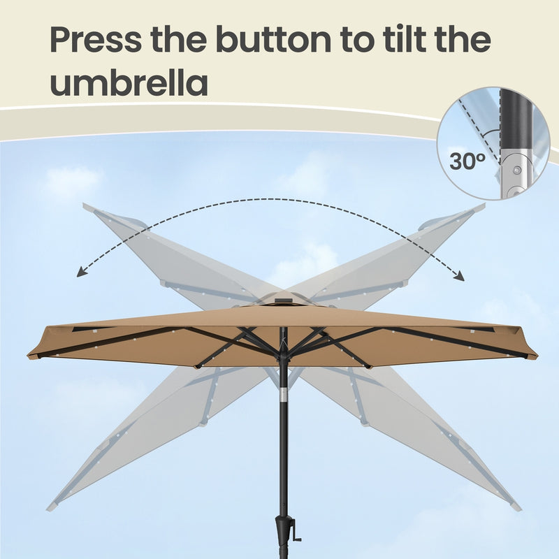 Outdoor Patio Sun Umbrella, Dual-Tilt System SONGMICS