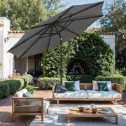 Large Grey Garden Parasol 3.3m Crank Handle, Tilting, UPF50+ Shade by SONGMICS Songmics