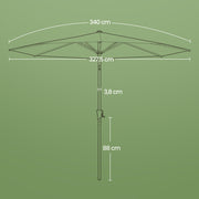 Large Grey Garden Parasol 3.3m Crank Handle, Tilting, UPF50+ Shade by SONGMICS Songmics