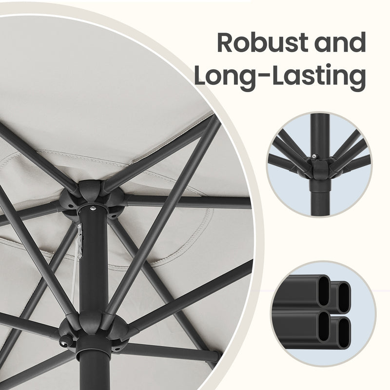Beige Patio Parasol For Garden Shade With 2-Way Tilting UPF50+ Canopy & Steel Pole by SONGMICS Songmics