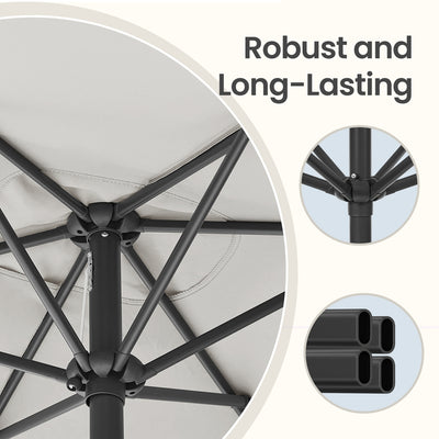 Beige Patio Parasol For Garden Shade With 2-Way Tilting UPF50+ Canopy & Steel Pole by SONGMICS Songmics